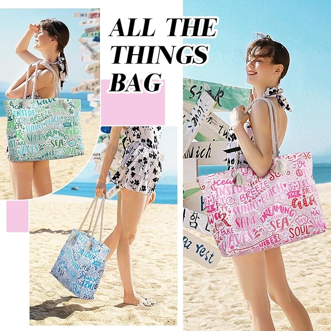 Tavaleu Beach Bags for Women - Large Beach Tote Bag, Women Sandproof Pool Bag for Pool Gym Grocery Travel