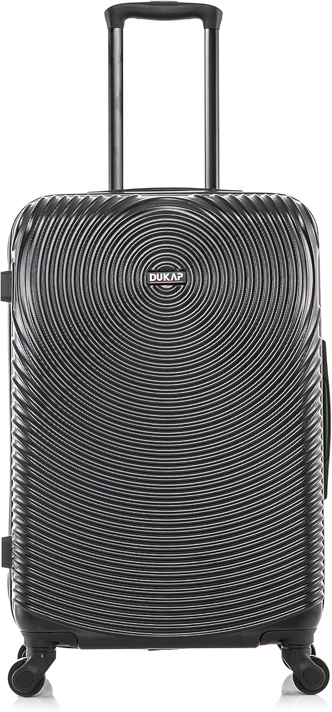 DUKAP INCEPTION Luggage with Spinner Wheels | Durable Lightweight Hardside Suitcase, Travel Bag with Handle and Trolley, 24-Inch Medium Checked Luggage | Black