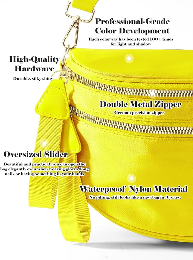 Pure Colour Crossbody Bag Bum Bag for Women,Spacious Purse Fanny Packs Belt Bag,Oversized Bum Bag (Colour Bum Bag-Yellow)