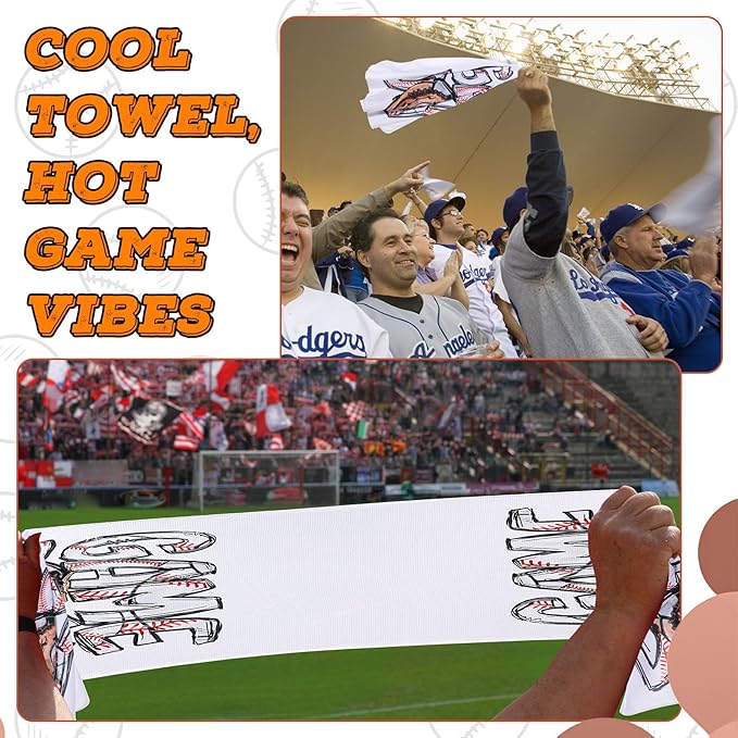 12 Pcs Baseball Game Day Accessories Football Cooling Towels Ball Team Gift Microfiber Basketball Breathable Chilly Towel 35"x15" Sports Soft Ice Towel for Coach Training(Baseball)