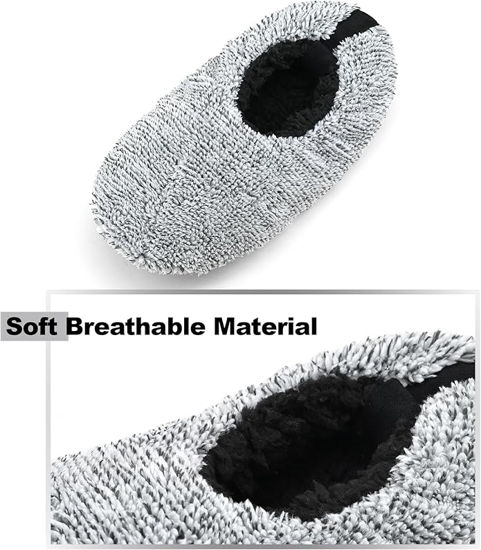 Keyela Mens Slipper Socks With Non Skid Bottoms, Warm Slipper Socks With Grippers For Men, Fuzzy House Slippers