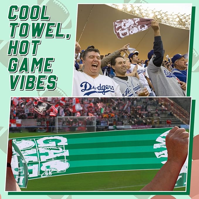 12 Pcs Football Game Day Accessories Football Cooling Towels Ball Team Gift Microfiber Breathable Chilly Towel 35"x15" Sports Soft Ice Towel for Coach Training