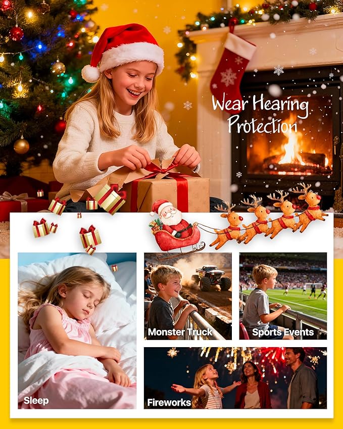 Kids Ear Plugs (6-12 yrs) - Reusable Noise Relief Earplugs for Focus, Travel, Concerts, Sports Events, Noise Sensitivity - 4 Sizes Ear Tips in XS-L, 1 Pair,BKBU