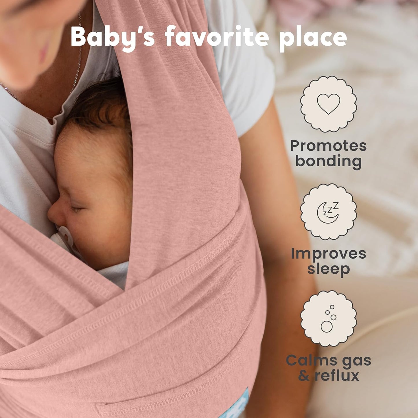 CuddleCarry™ Pre-Wrapped Baby Ring Sling by CuddleBug - Adjustable, Lightweight Baby Carrier Wrap - Ergonomic Front Carry for Newborn to Toddler (0-36m, 8-35 lbs) - Pink