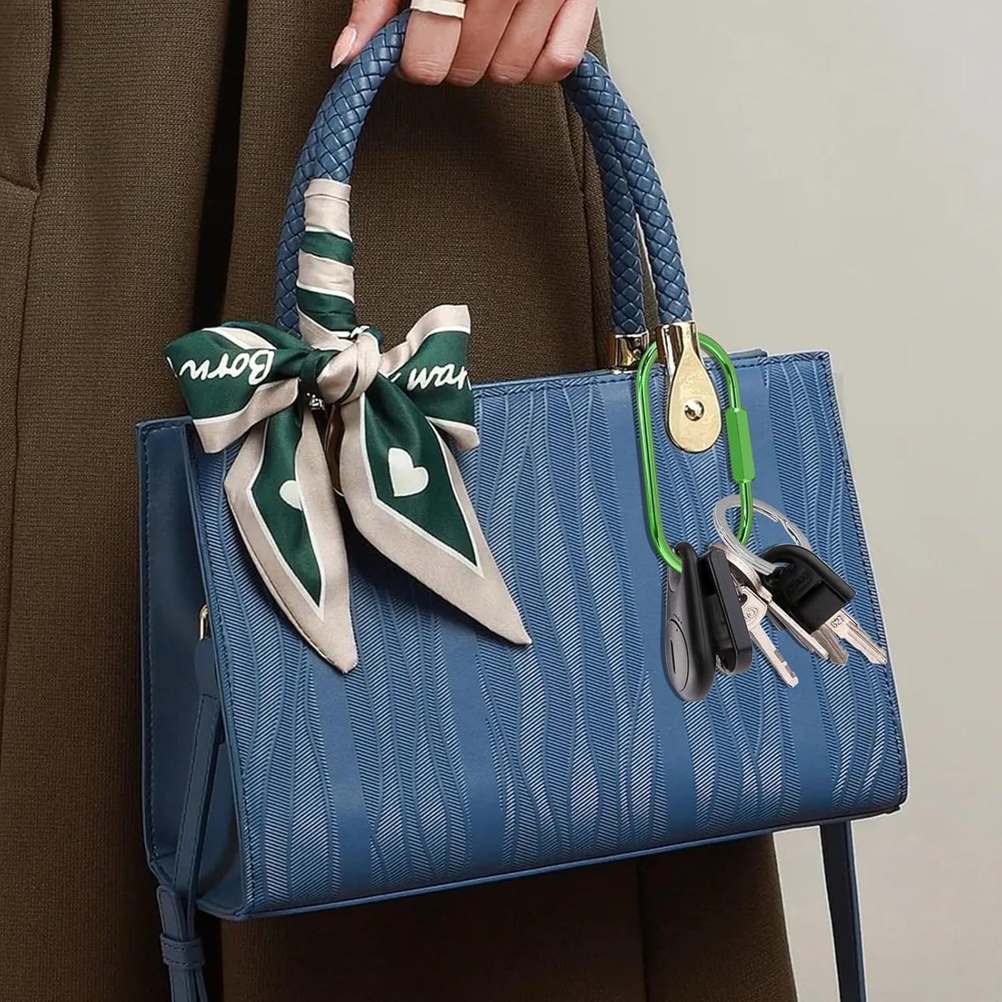 Key Chain, Brass Key Rings 2 Pack Screw Lock Key Organizer with 4 Rings Carabiner Keychain Clip for Men and Women