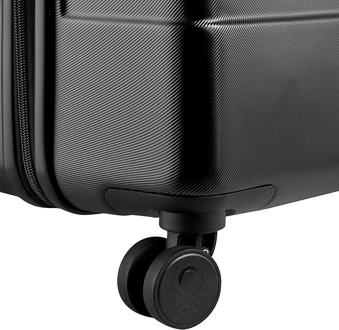 United Colors of Benetton Now! Hardside Luggage with Spinner Wheels, Black, Checked-Large 27 Inch