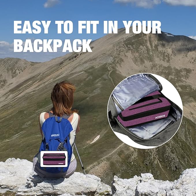 Aosbos Small Insulated Lunch Bag - Compact Lunch Box for Portion Control, Work & Office, Purple
