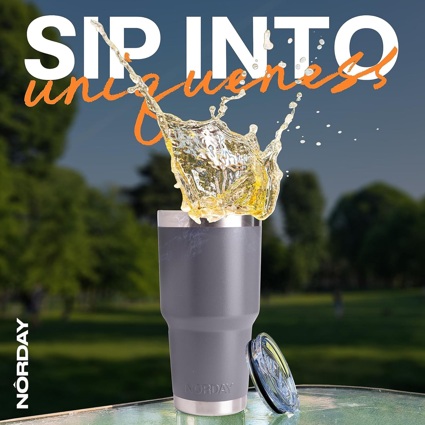 NORDAY | Tumbler with Lid - 30oz - Grey Insulated Tumbler - Stainless Steel Tumblers - Double Wall Vacuum Insulated Travel Coffee Mug for Car Cup Holder - Keeps Temperature for 24hr - Anti Spill Lid