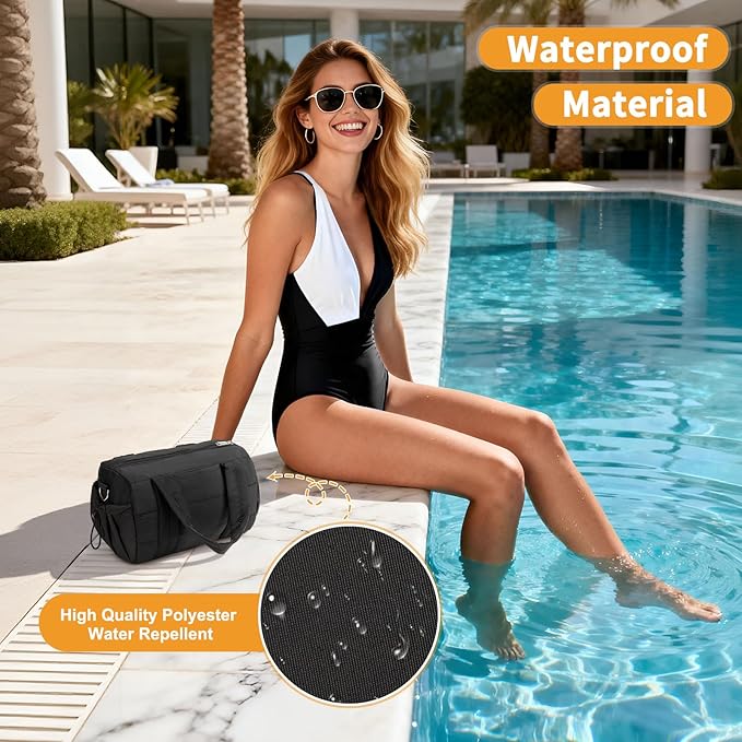8L Mini Gym Bag for Women, Small Size Sport Duffel Bag for Yoga Dance Swimming, Water-Resistant Compact Workout Bag with Adjustable Strap, Black