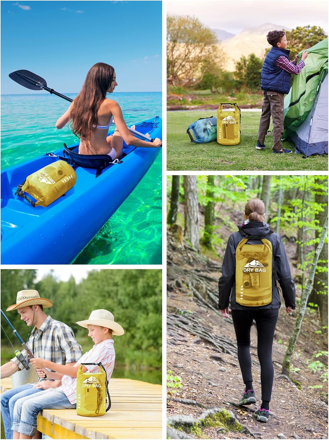 HEETA Dry Bag Waterproof for Women Men, 5L/10L/20L/30L/40L Roll Top Lightweight Dry Storage Bag Backpack with Phone Case for Travel Swimming Boating Kayaking Paddle Board Camping Beach Accessories