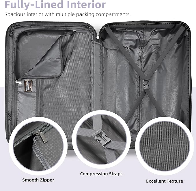 Luggage Sets 6 Piece, Expandable Luggage Set Clearance for Women, Suitcases with Wheels, Hardside Hard Shell Travel Luggage with TSA Lock (Lavender Purple, 6pcs)