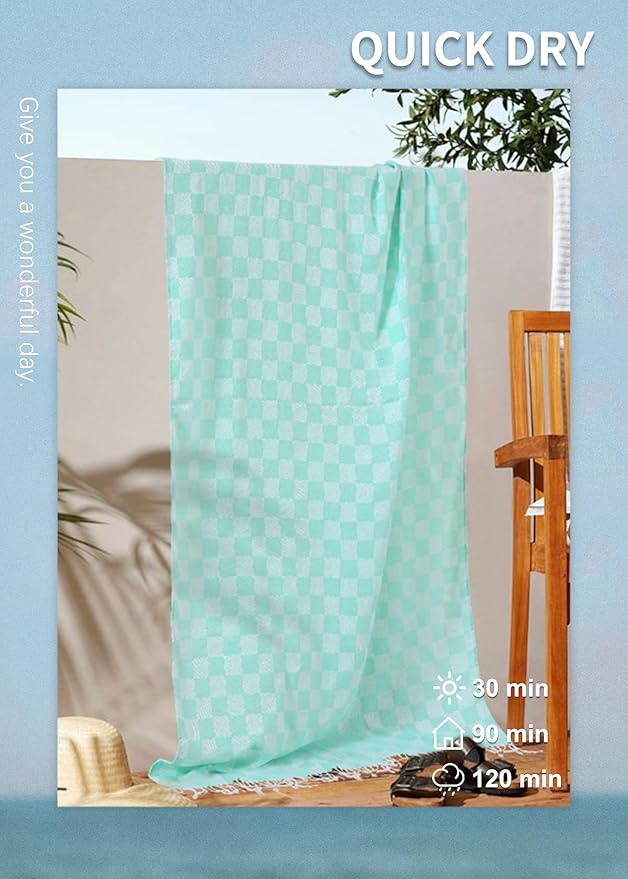 4 Packs Turkish Beach Towel Blanket Pool Towels Travel Sand Proof Thin Absorbent Packable Sandless Sandproof Light Weight Repellent Boho not Microfiber Thick Terry Clip Band Personalized Custom