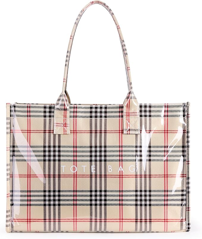 KALIDI PVC Tote Bag Women’s Kraft Paper Work Handbags Purses with Top Handle