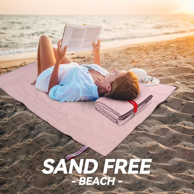 Microfiber Towel Large for Beach, Travel, Swimming, Bath, Pool–Quick Dry, Ultra Compact, Sand Free, Lightweight & Super Absorbent(Light Pink,60x30 in)
