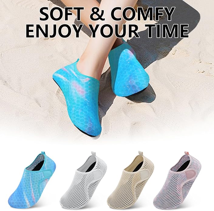 Scurtain Barefoot Water Shoes for Women Men Beach Swim Aqua Socks Summer Quick-Dry Sandals Slippers