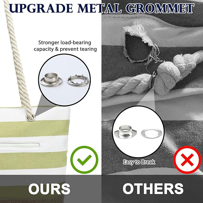 Fammart Beach Bags Waterproof Sandproof for Women, Large Canvas Pool Bag with Leakproof Wet Pocket & Zipper Cruise Essentials