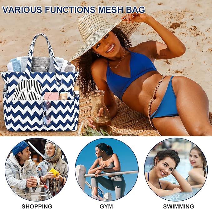 Bluboon Waterproof Beach Tote Pool Bags for Women Ladies Extra Large Carry On Bag With Wet Compartment for Weekender Travel