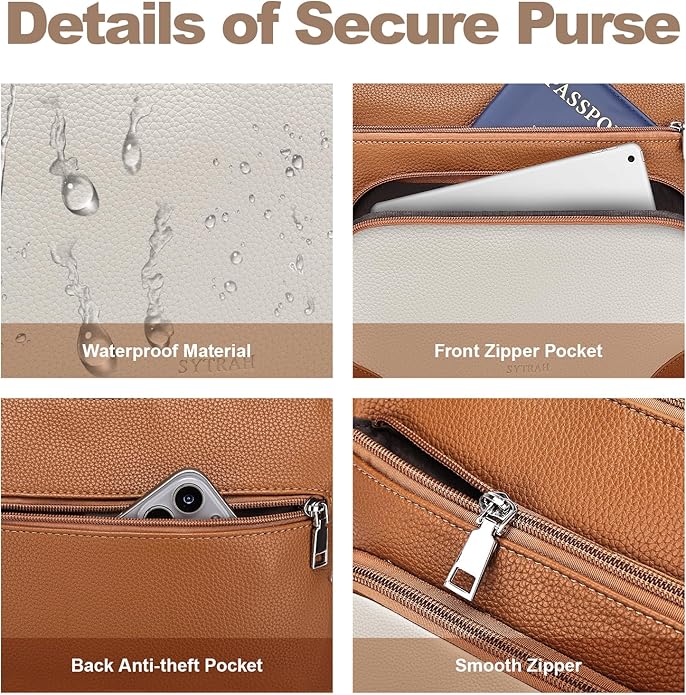 Anti-Theft Crossbody Purse for Women, Crossbody Shoulder Bag with Built-in Wallet & RFID Blocking for Travel Workout