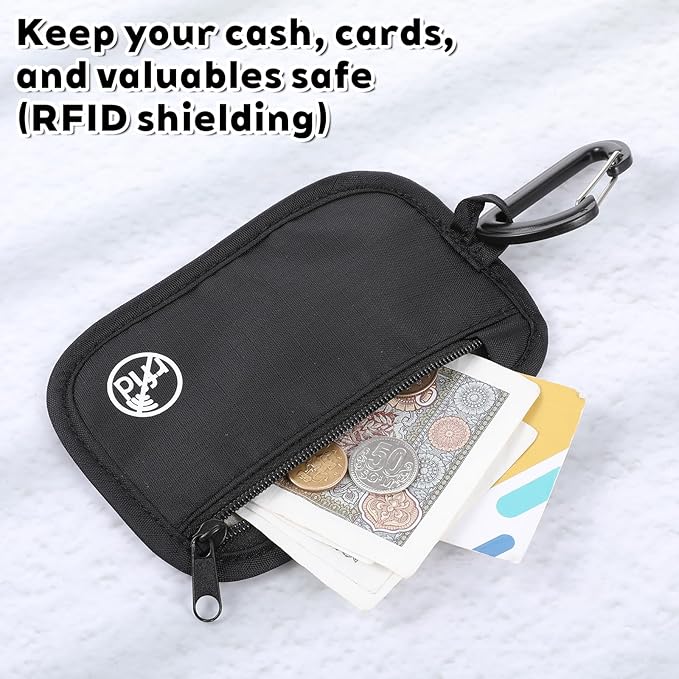 RFID Blocking Clip Stash Pouch Minimalist Hidden Stash RFID Wallet Pickpocket-Proof Organizer Case Lightweight Zipper Organizer Pouch Bag for Cards Boarding Pass ID Money