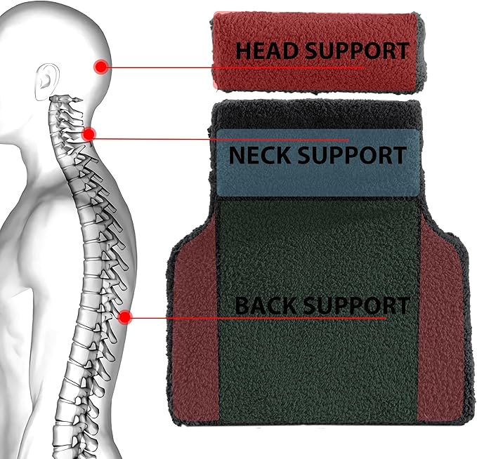 HOMBYS Sherpa Fleece Lumbar Support Pillow with Headrest for Recliner,Memory Foam Chair Cushion for Back Pain,Big High Back Support for Recliner with Chair Headrest for Elderly (Black)