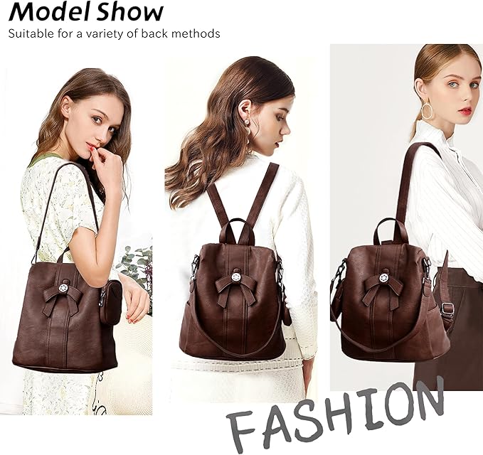 ZOCAI Backpack Purse for Women Fashion Backpack Purses PU Leather Daypacks Anti-Theft Shoulder Bag Satchel Purse