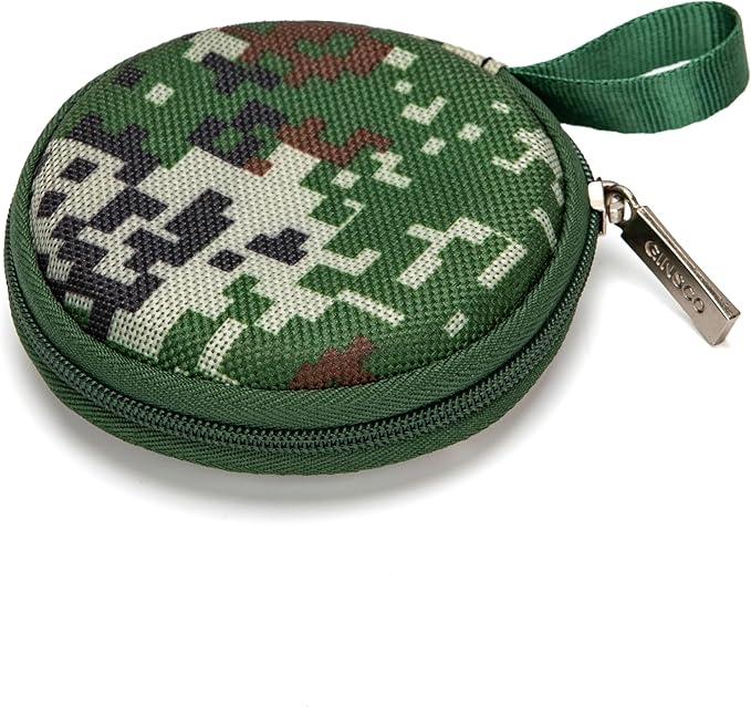 Ginsco Mini-Portable Hard Shell Earbuds Case for Apple EarPods Headphones USB-C Wired Ear Buds/Samsung Galaxy Wired Earbuds, Travel Case for Earphones Earplugs (Camo)