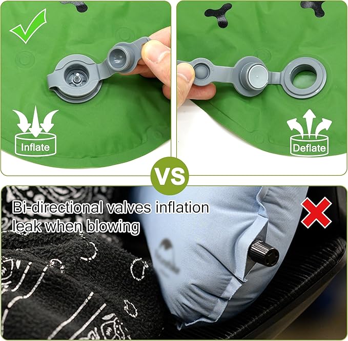 Inflatable Seat Cushion, Lightweight Stadium Seat Pad, Travel Air seat Cushion Anti-Slip for Airplane, Hiking, Climbing, Home and Camping,Green