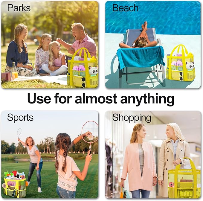Mesh Beach Bags for Women - Family Beach Tote Bag for Toys, Towels, Travel Vacation Cruise Essentials