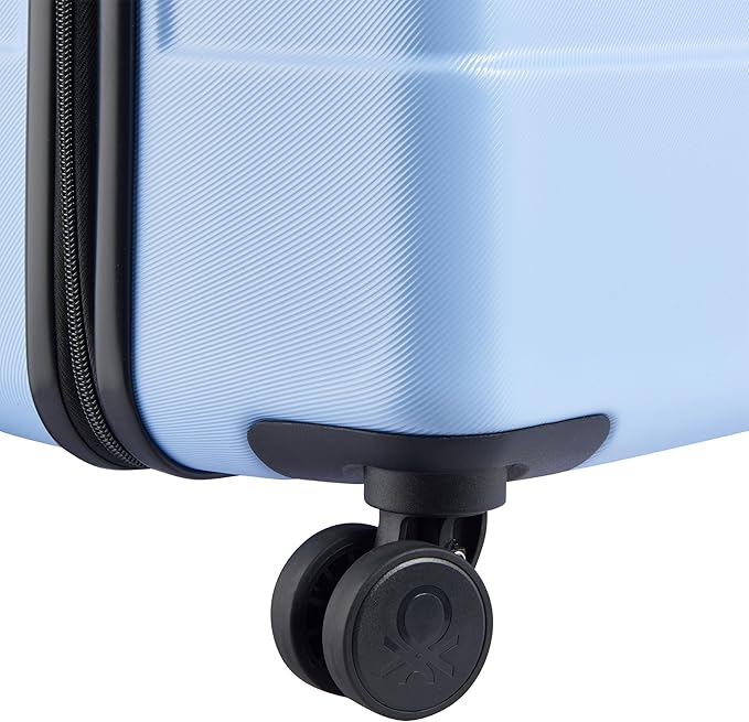 United Colors of Benetton Now! Hardside Luggage with Spinner Wheels, Light Blue, Checked-Large 27 Inch
