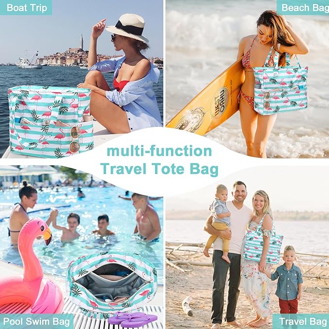 LEDAOU Beach Bag Waterproof Sandproof Women Beach Tote Pool Bag with Zipper for Swim Gym Grocery Travel with Wet Pocket | Sandproof, with Zipper, for Gym, Grocery, Travel, with Wet Pocket