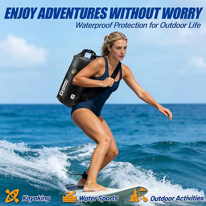 Waterproof Dry Bag, 5L/10L/20L/30L/40L Roll Top Lightweight Storage Backpack with Phone Case for Women & Men, Floating Waterproof Sack for Travel, Swimming, Kayaking, Paddle Board, Camping & Beach