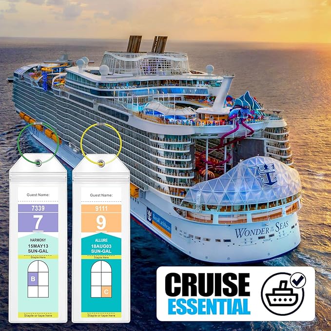Cruise Luggage Tag Holder for Royal Caribbean Ships & Celebrity, 6Pack Clear Tags Cruise Travel Essentials for 2025-2026