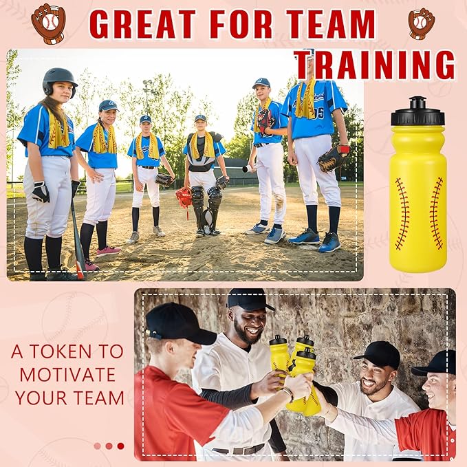 24 Pcs Sport Party Favors Include 12 Pcs 20 oz Plastic Soccer Football Basketball Water Bottles Bulk 12 Pcs 40"x12" Softball Baseball Cooling Towels for Soccer Sport Team Gift