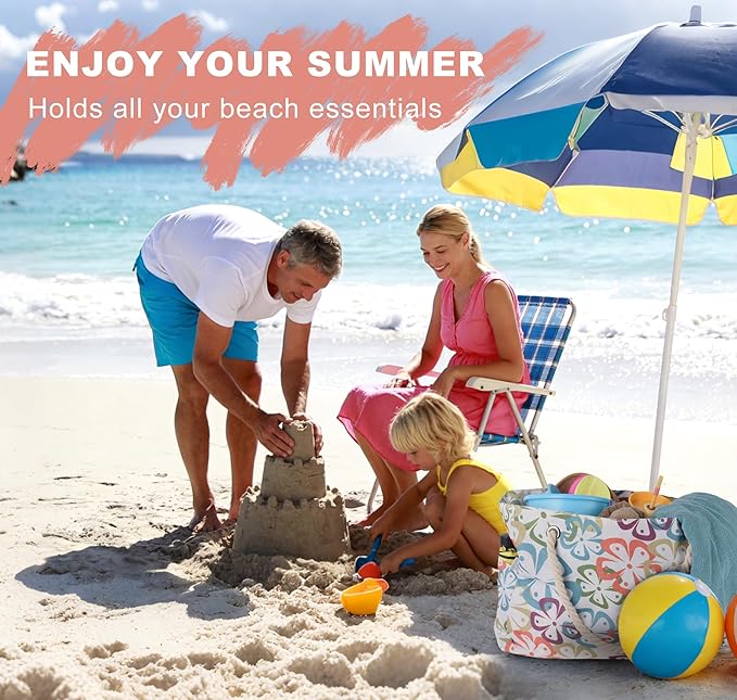 CaCTOUR Large Beach Bag Women,Beach Bags Waterproof Sandproof with Zipper Wet Pocket,Beach Tote Pool Bag for Swim Gym Travel