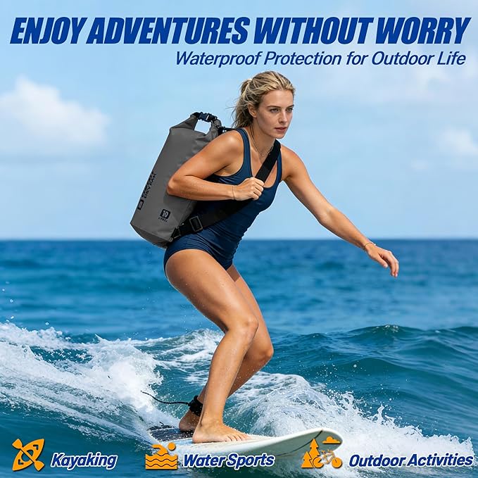 Waterproof Dry Bag, 5L/10L/20L/30L/40L Roll Top Lightweight Storage Backpack with Phone Case for Women & Men, Floating Waterproof Sack for Travel, Swimming, Kayaking, Paddle Board, Camping & Beach