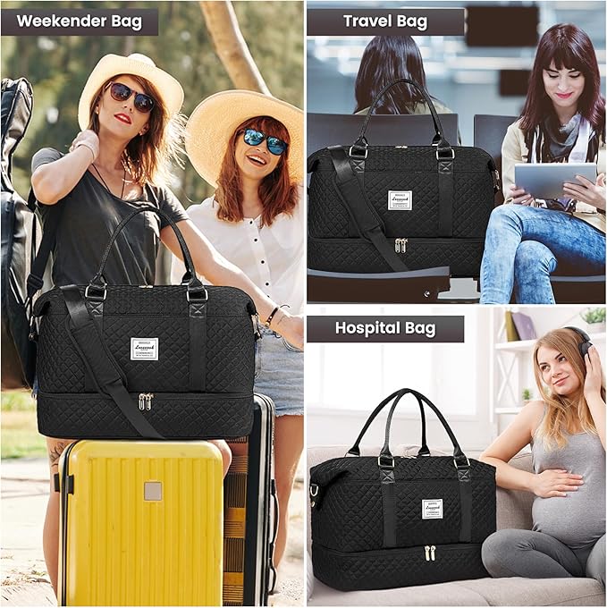 LOVEVOOK Travel Duffle Bag,Weekender Bags for Women with Shoe Compartment,Carry on Overnight Bag with Toiletry Bag,Gym Duffel Bag with Wet Pocket, Hospital Bags for Labor and Delivery