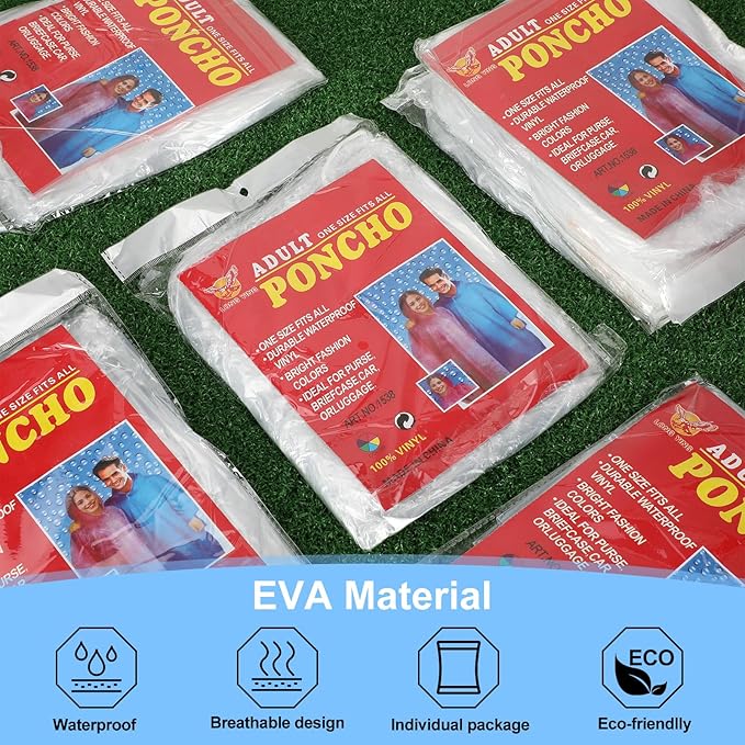 Handepo 200 Pcs Adults Rain Ponchos Bulk Disposable Rain Ponchos with Hood Emergency Disposable Raincoat for Adults Homeless
