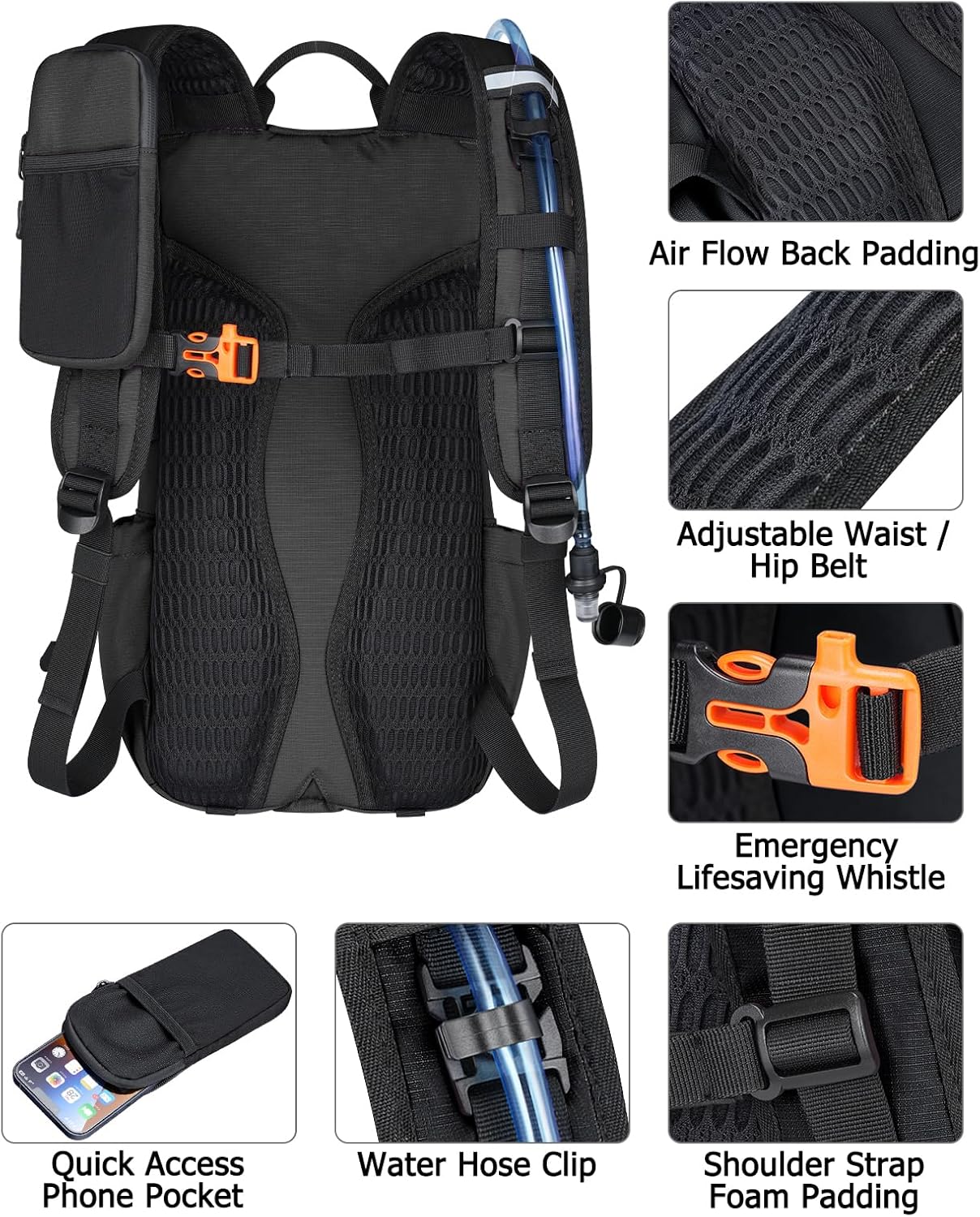 NOOLA Hydration Backpack with 3L Water Bladder, 22L Water Backpack for Hiking Cycling Running Biking, Lightweight Hiking Pack