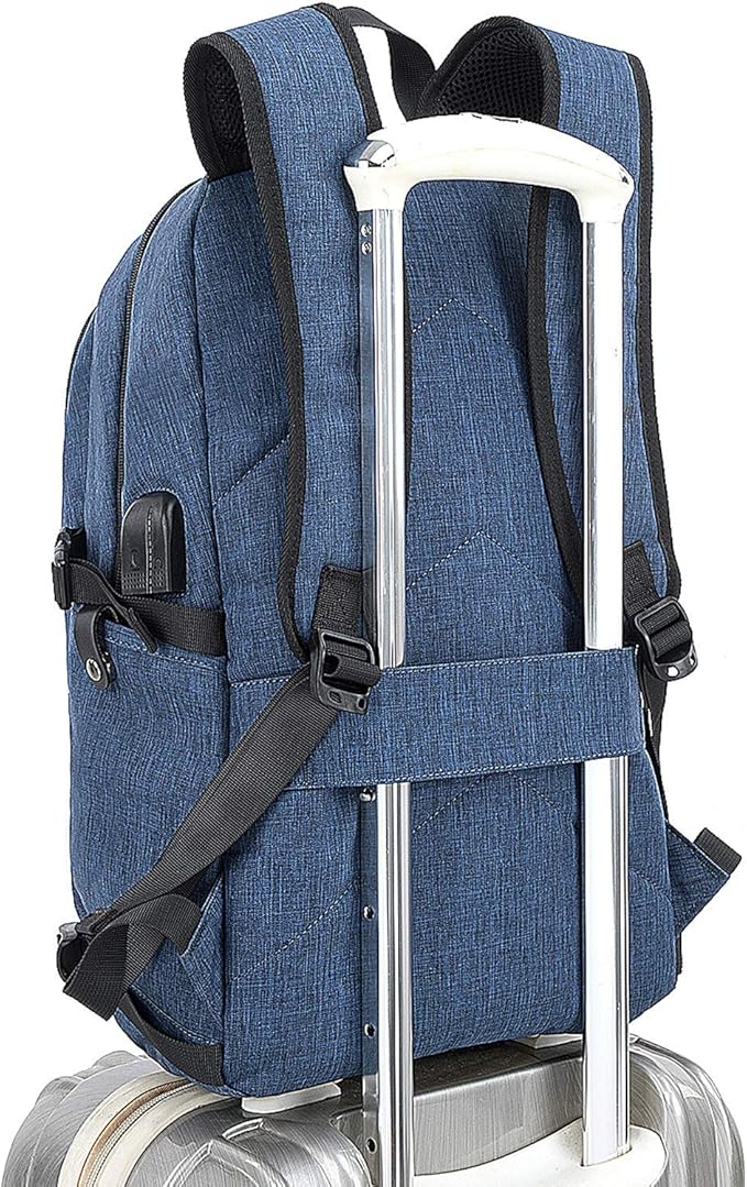 Tzowla Travel Laptop Backpack Water Resistant Anti-Theft Bag with Giant Tumbler Holder Pocket and Lock 17.3 Inch Computer Business Backpacks for Women Men Work College Gift,Casual Daypack(Blue)