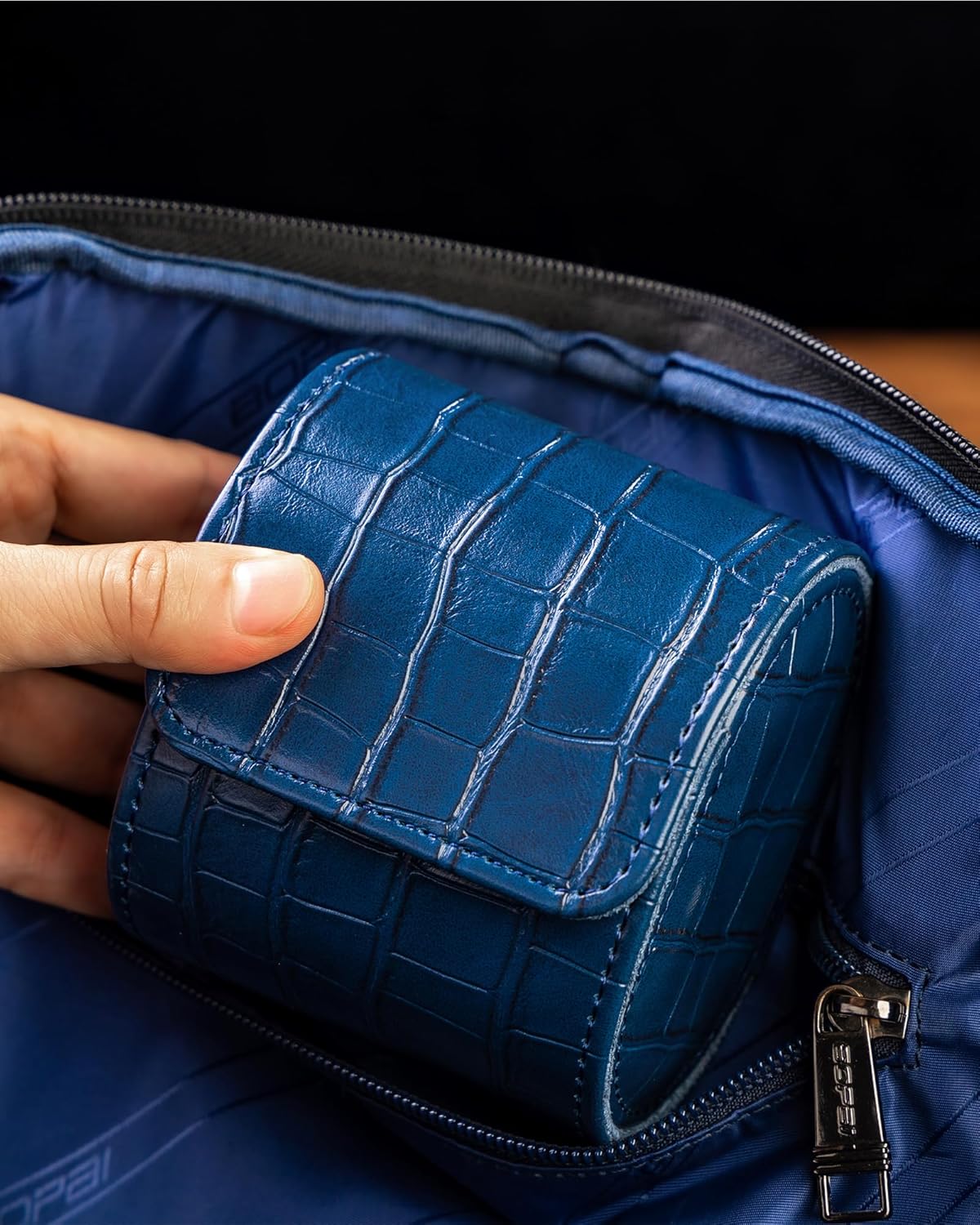 MR.OKAY Single Watch Travel Case-Classic Leather Watch Case With Superb Texture.(Portable Watch Roll Or Organizer For Storage And Display).Festival Gift For Men, All Handcrafted By Artisans