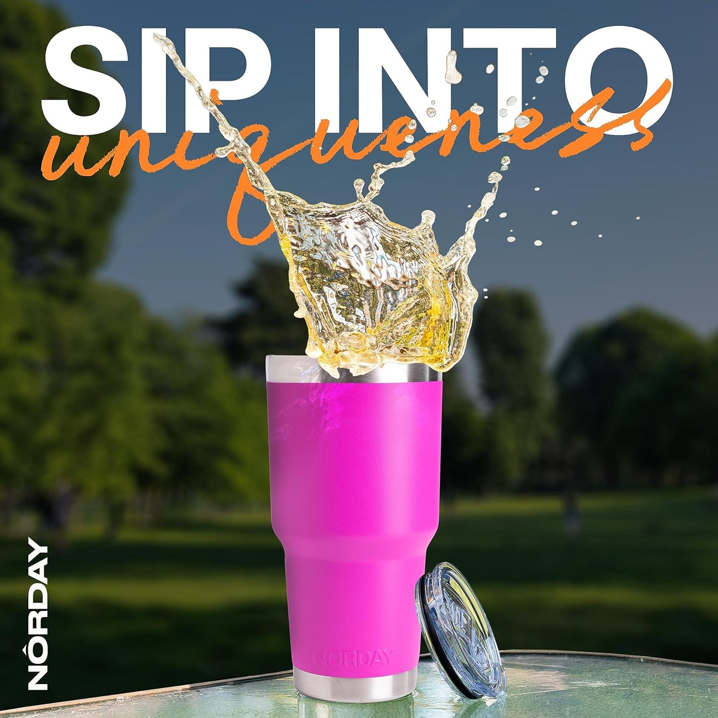 NORDAY | Tumbler with Lid - 30oz - Pink Insulated Tumbler - Stainless Steel Tumblers - Double Wall Vacuum Insulated Travel Coffee Mug for Car Cup Holder - Keeps Temperature for 24hr - Anti Spill Lid