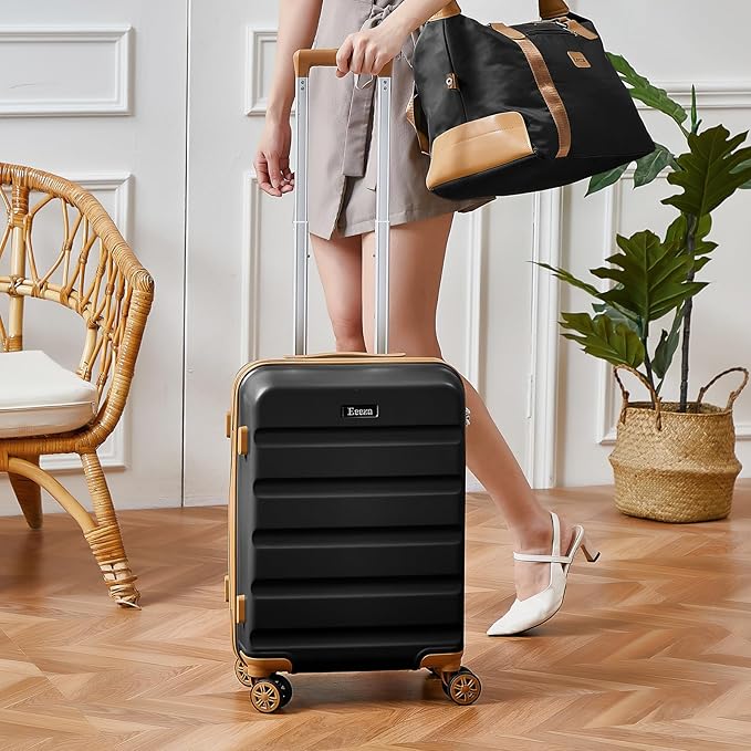 Luggage Sets 3 Piece,Suitcases with Wheels,Carry On Luggage Set,ABS Hard Case Luggage with TSA Lock Spinner Wheels(3 Piece Sets,Green(20"/DB/TB))