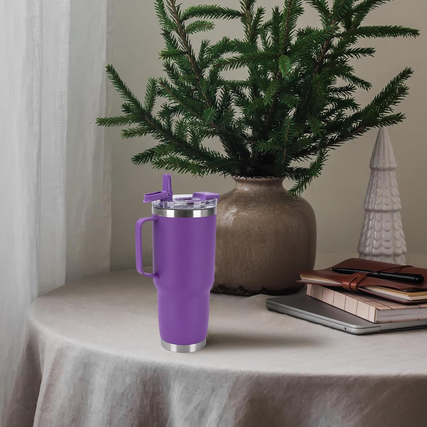 HASLE OUTFITTERS 30oz Tumbler Bulk with Handle, Insulated Travel Coffee Mug Set with Handle Leak-Proof Double Wall Stainless Steel Vacuum Tumblers Pack Metal Cup for Hot and Cold Drink