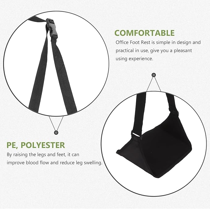 Alipis Airplane Foot Hammock Footrest with Pe Board, Black Travel Footrest for Flight, Breathable Comfortable Foot Rest for Adults, Portable Airplane Travel Essentials