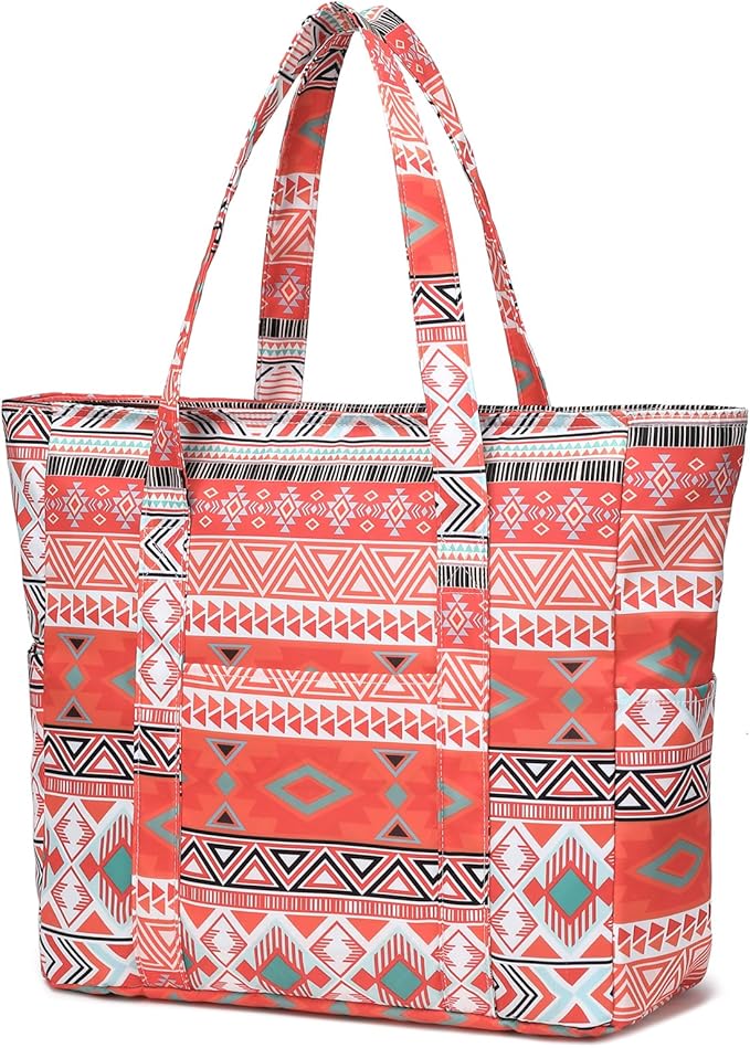 Octsky Large Beach Bags for Women - Waterproof Sandproof Beach Tote with Dual Zipper and Wet Pocket - 3 Outside Pockets