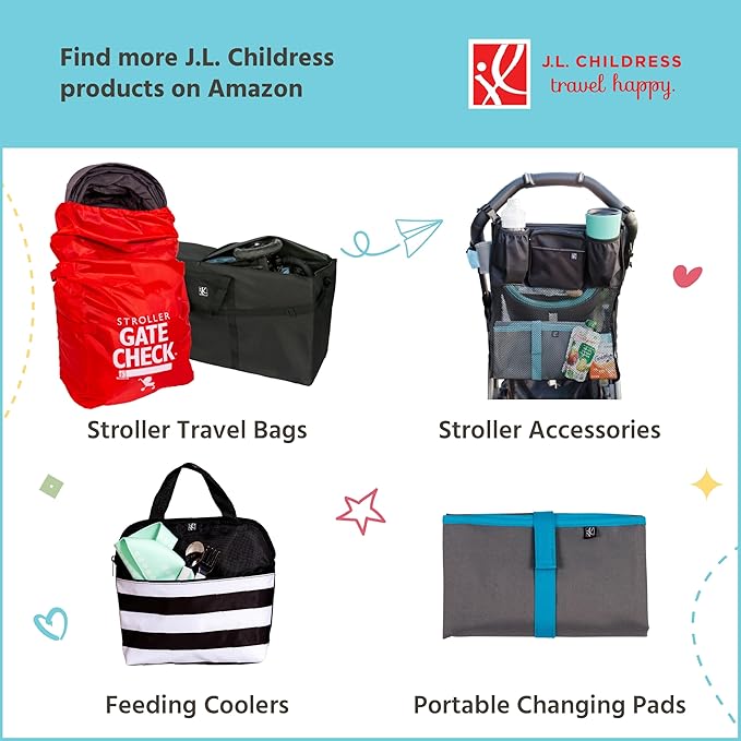 J.L. Childress Padded Infant Car Seat Bag - Travel Bag for Airplane, Fits Most Baby & Infant Car Seats, Compatible with UPPAbaby, Nuna, & Chicco, Airport Accessories, AirTag Compatible- Premier, Black