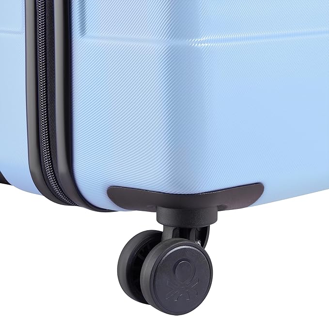 United Colors of Benetton Now! Hardside Luggage with Spinner Wheels, Light Blue, Checked-Medium 23 Inch