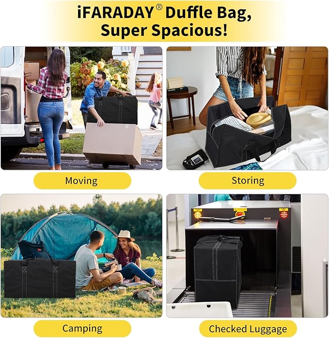 105L Extra Large Travel Duffle Bag - Lightweight Foldable Heavy Duty Luggage for Camping, Moving, Gym & Sports - Water Resistant Duffel Bag (Black)