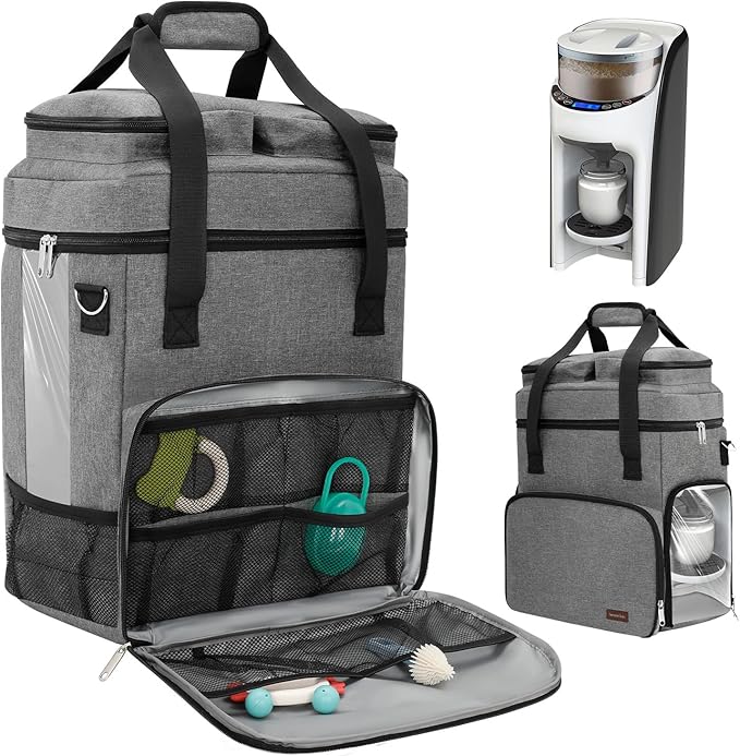 Carrying Case Compatible with Baby Brezza Formula Pro Advanced Formula Maker,Portable Formula Mixer Travel Organizer Bag with Shoulder Strap and Storage Pockets for Bottles,Baby Essentials