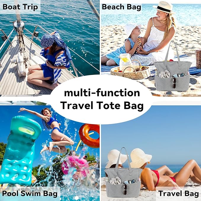 LEDAOU Large Beach Bag Women Waterproof Sandproof Zipper Beach Tote Pool Bag for Swim Gym Grocery Travel with Wet Pocket | Waterproof, Sandproof, Zipper, Pool, Gym, Grocery